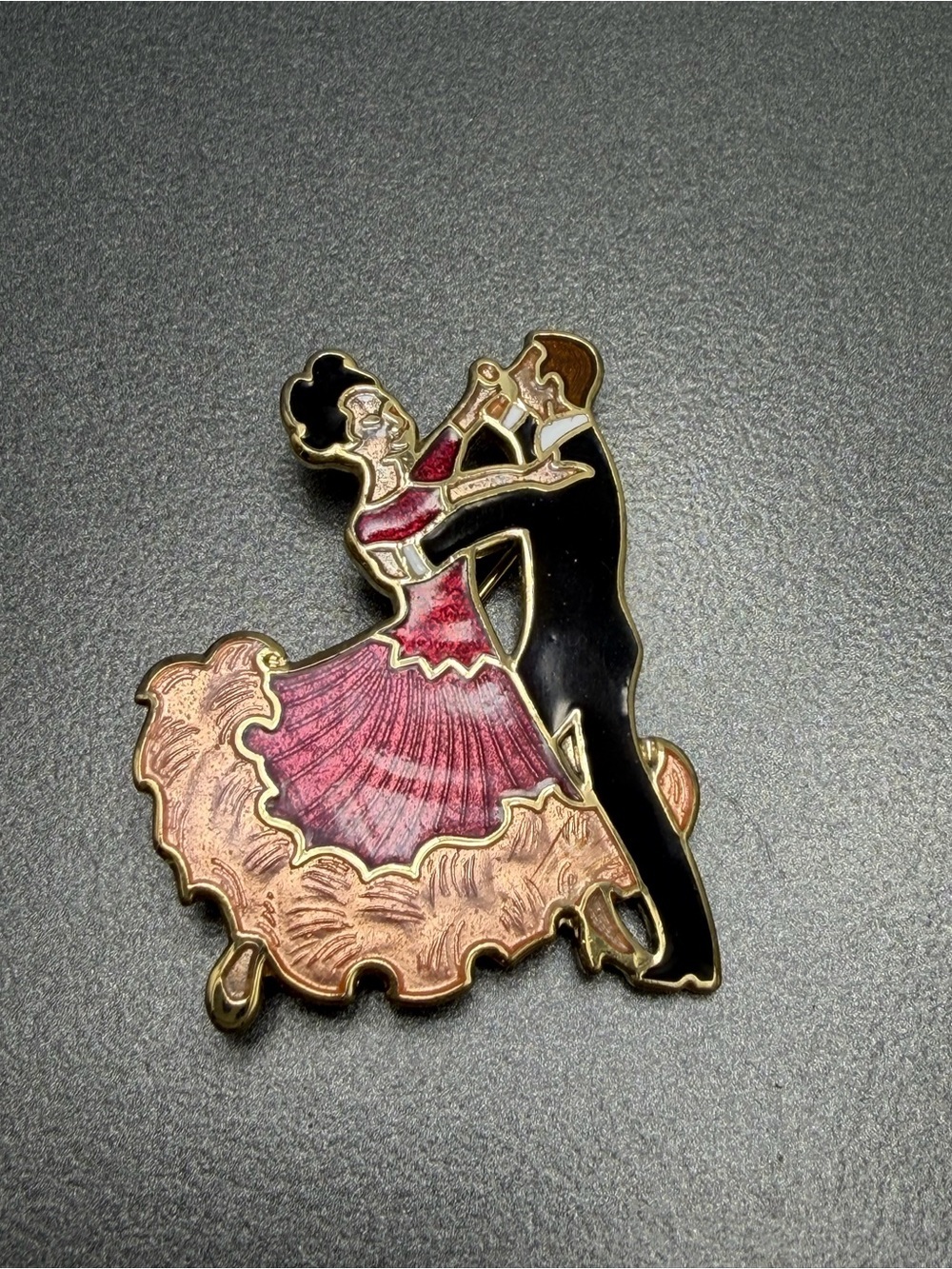 💕2/$20 Vintage Cloisonné Ballroom Dancers Enamel Brooch